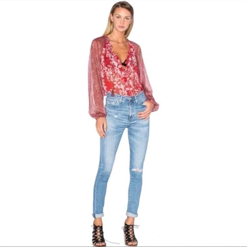 Free People Floral Hendrix Boho Blouse Sz. S EUC